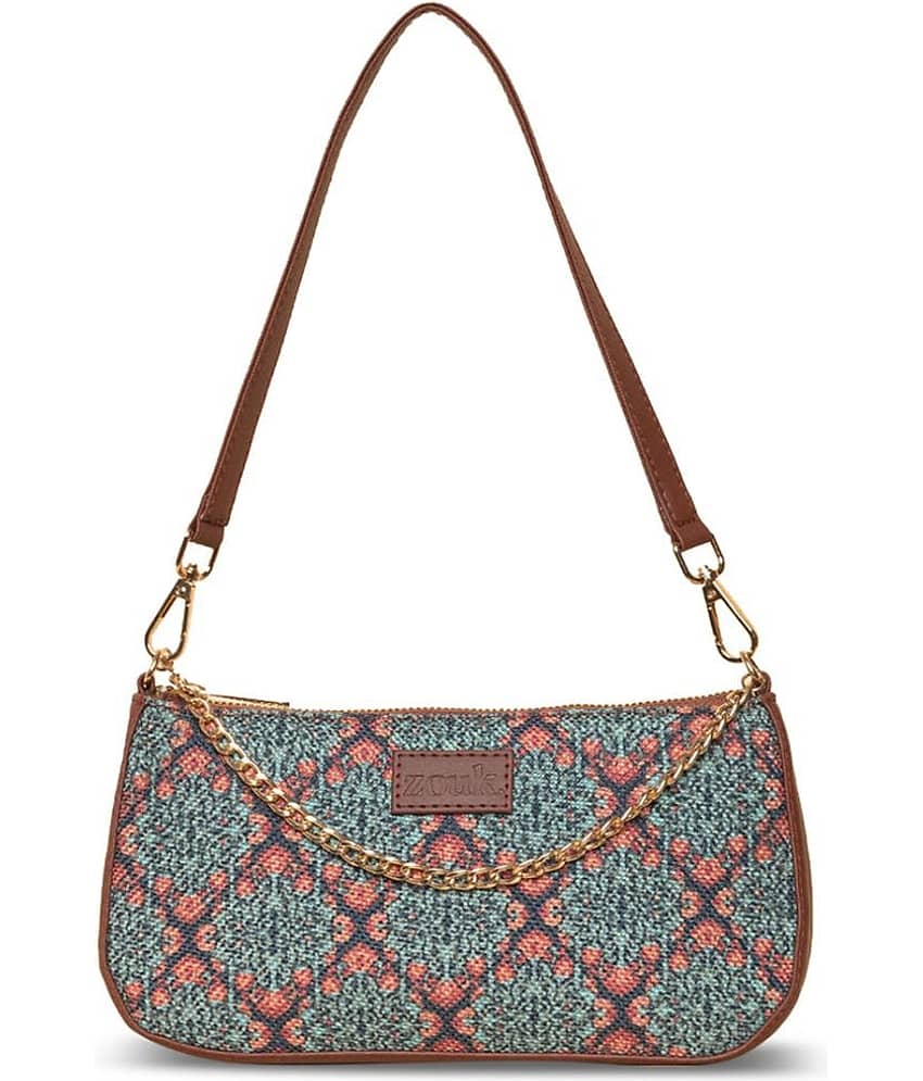 Zouk Shoulder Bag Jute Set of 1 ( Green )