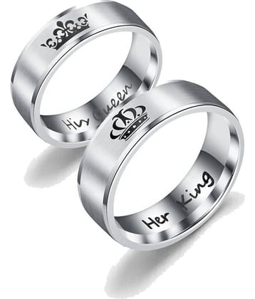 FASHION FRILL - Silver Couple Ring ( Pack of 2 )