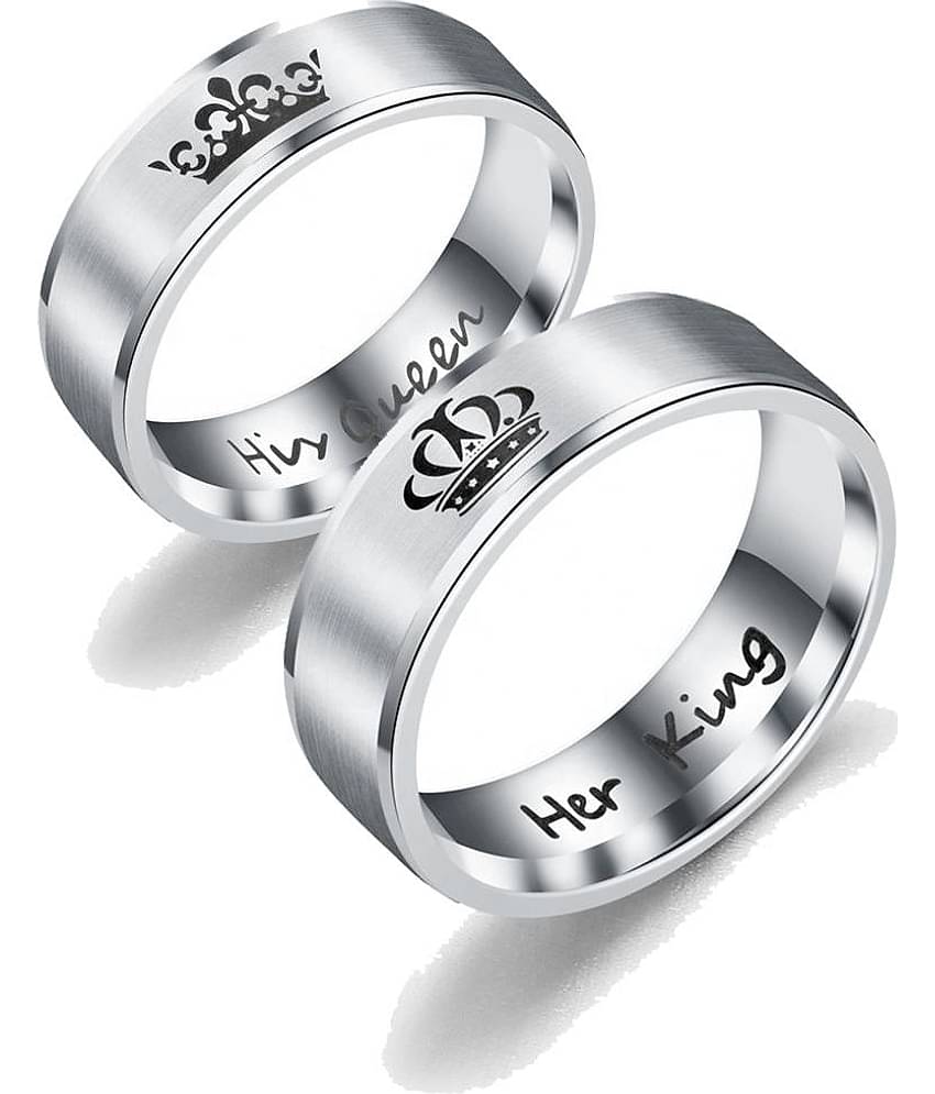 FASHION FRILL - Silver Couple Ring ( Pack of 2 )