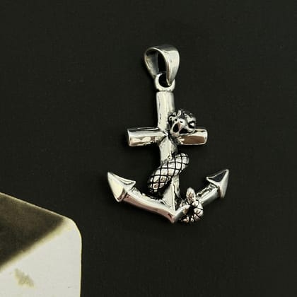 Anchor & Snake Silver 925 Men's Pendant