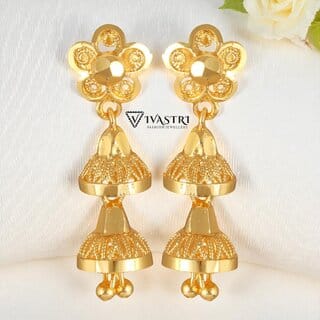 Vivastri Top Trending Alloy Gold Plated Jhumki Earrings for Women & Girls [VIVA2479ERG]