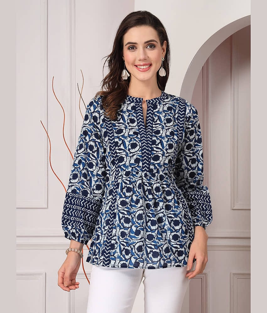 Stylum Navy Blue Cotton Women's A-Line Top ( Pack of 1 )