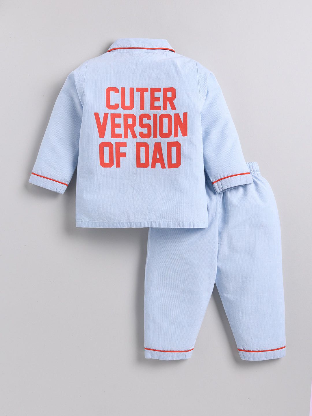 Cuter Version of Dad Blue & Red Typography Full Sleeve Night Suit-12-18 m