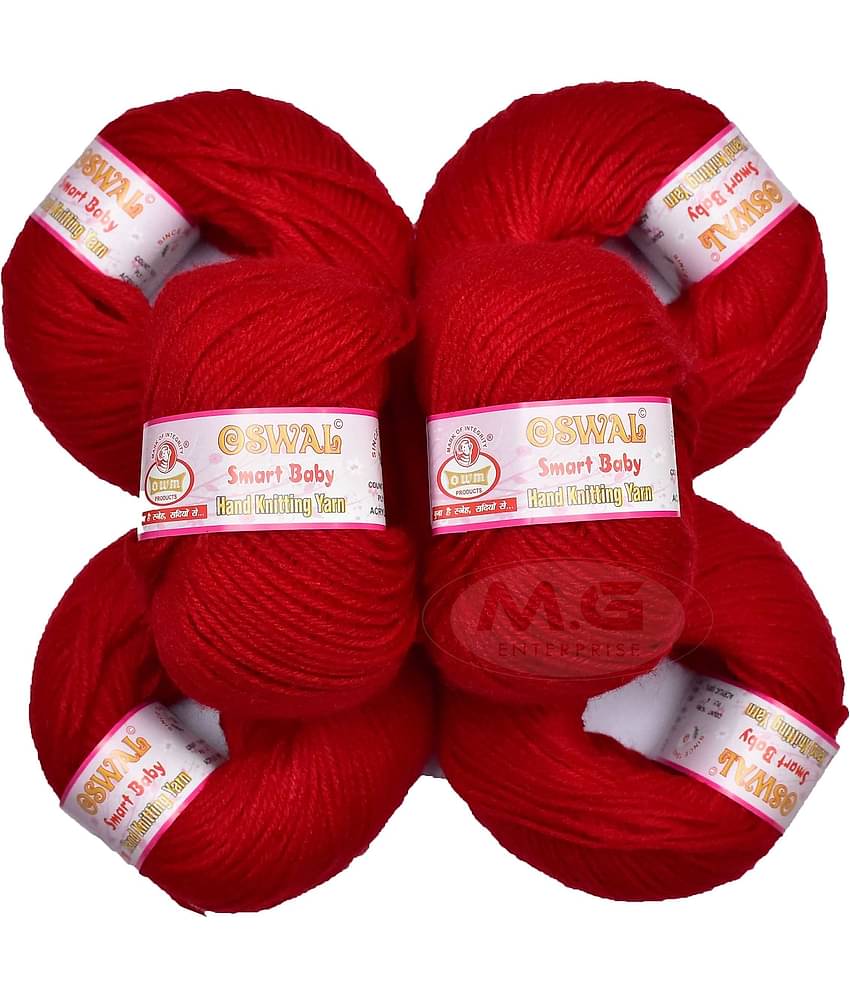 Represents Oswal 100% Acrylic Wool Red (6 pc) Baby Soft Yarn ART - EA