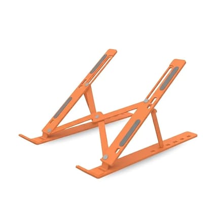 Geonix Trek T3 Aluminium Ergonomic Laptop Stand | 7 Angles Adjustable Tabletop | Anti Slip Rubber Pads | Foldable | Compatible with Laptops Upto 17 inch (Cosmic Orange)