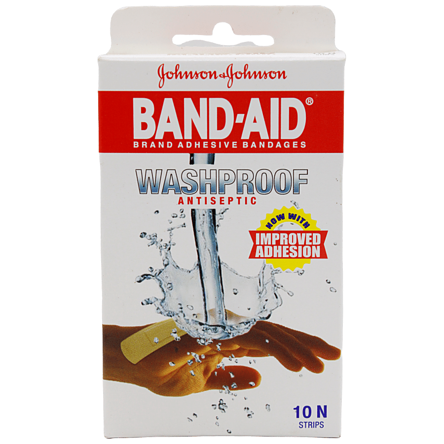 Johnson & Johnson Band Aid - Antiseptic, Washproof, 10 Pcs
