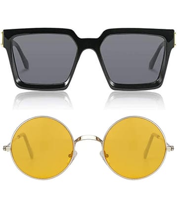 Kanny Devis - Black Rectangular Sunglasses ( Pack of 2 )