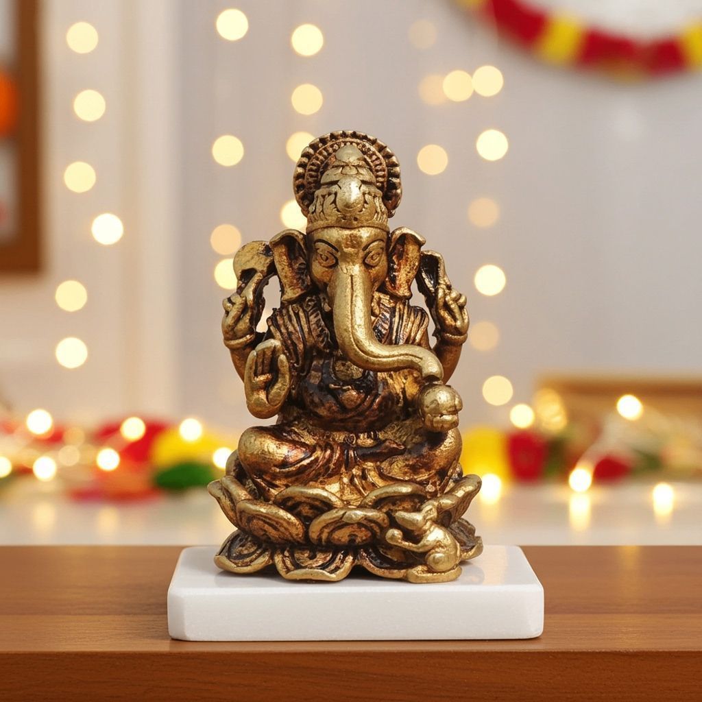 Brass Showpiece Ganesh Ji God Idol Statue (BSMAS1687 G)
