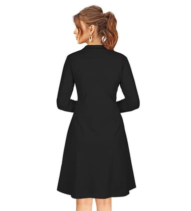 Women's Knitting Stretchable Solid Round Neck Full Sleeve Dresses (Black, S)-PID56834 Women's Knitting Stretchable Solid Round Neck Full Sleeve Dresses (Black, S)-PID56834