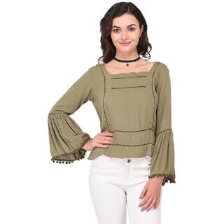 Purys Women Green Solid Regular Top