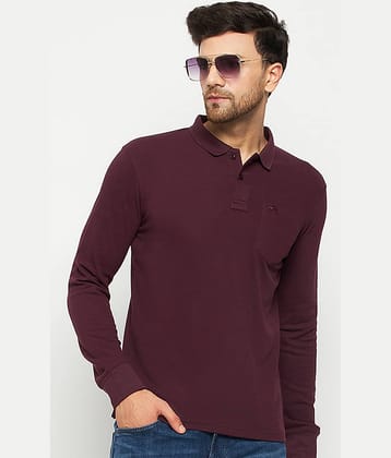 98 Degree North Pack of 1 Cotton Blend Regular Fit Solid Full Sleeves Men's Polo T Shirt ( Maroon )