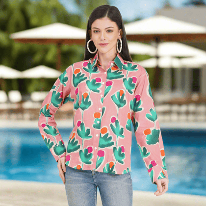 Women's Shirts Full Sleeves 100% Cotton-S