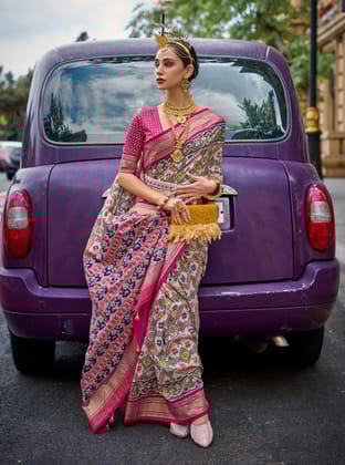 Multicolor Patola Print Silk Saree