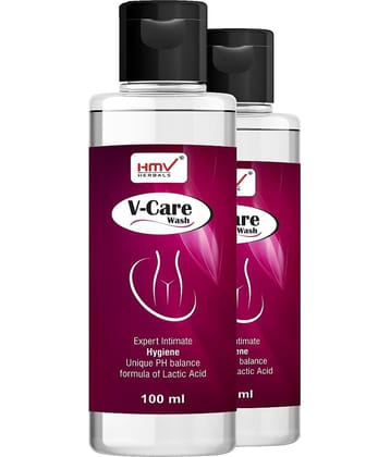 HMV Herbals V-Care Wash for Women Natural Intimate Cleansing Liquid 100 mL Pack of 2