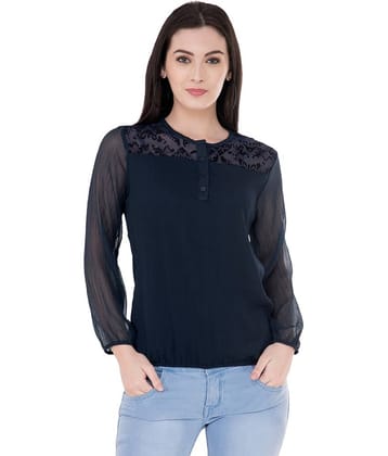 SAAKAA Women's Rayon Regular Top ( Navy )