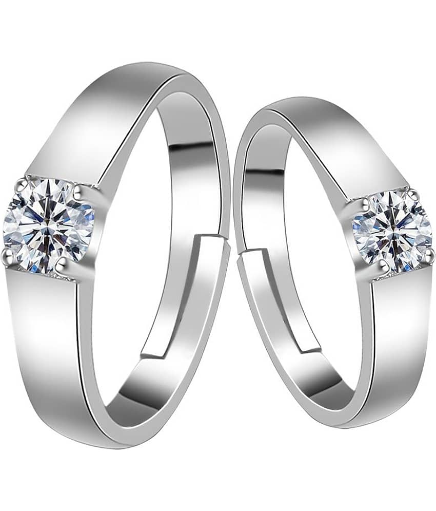 Silverplated Blusing Solitaire  His and Her Adjustable proposal couple ring For Men And Women Jewellery