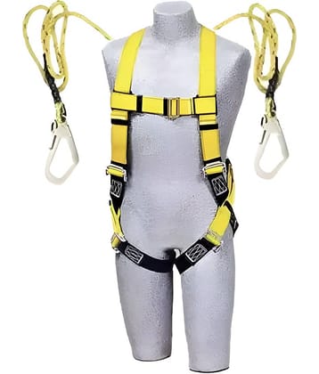 LXMI Full Body Safety Harness with Double Lanyard and Shock Absorber Safety Belt and Harness Safety Harness with Belt Safety Body Harness (Double Hook & Rope)