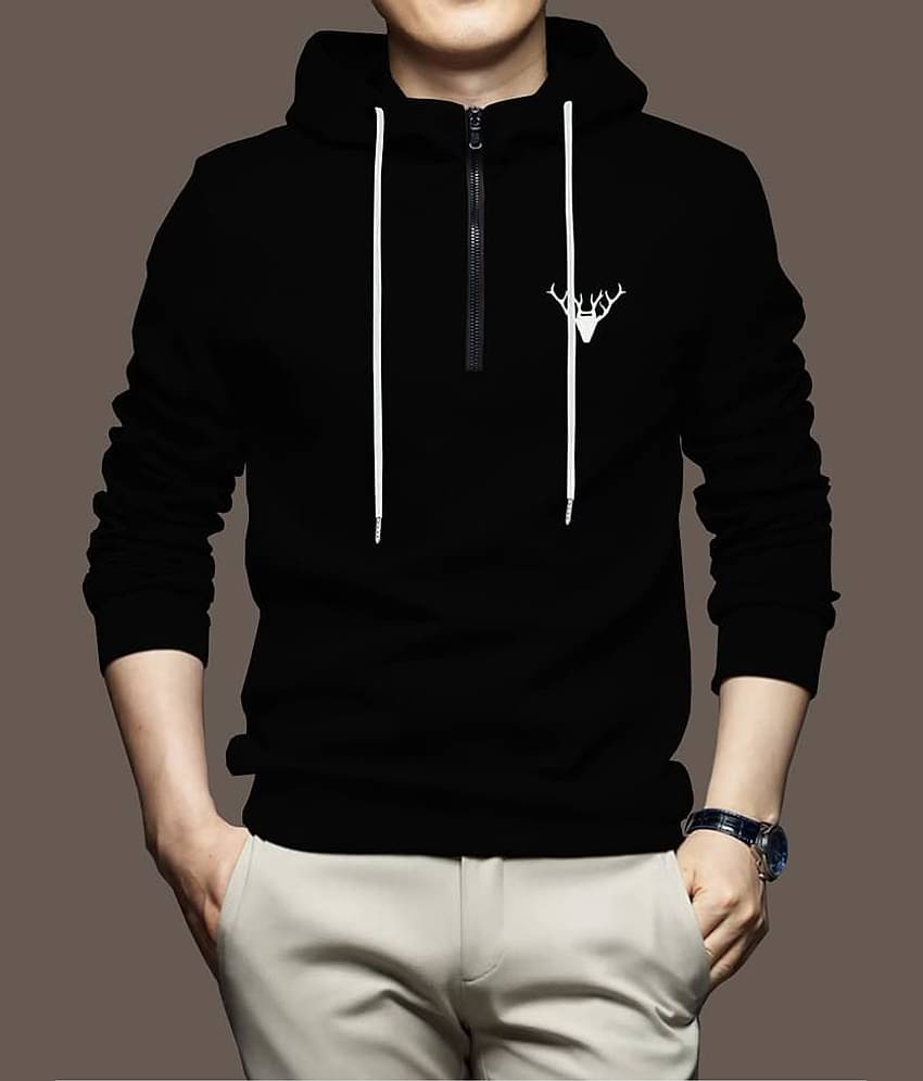 GARIMA KNITWEAR Fleece Hooded Men's Sweatshirt - Black ( Pack of 1 )