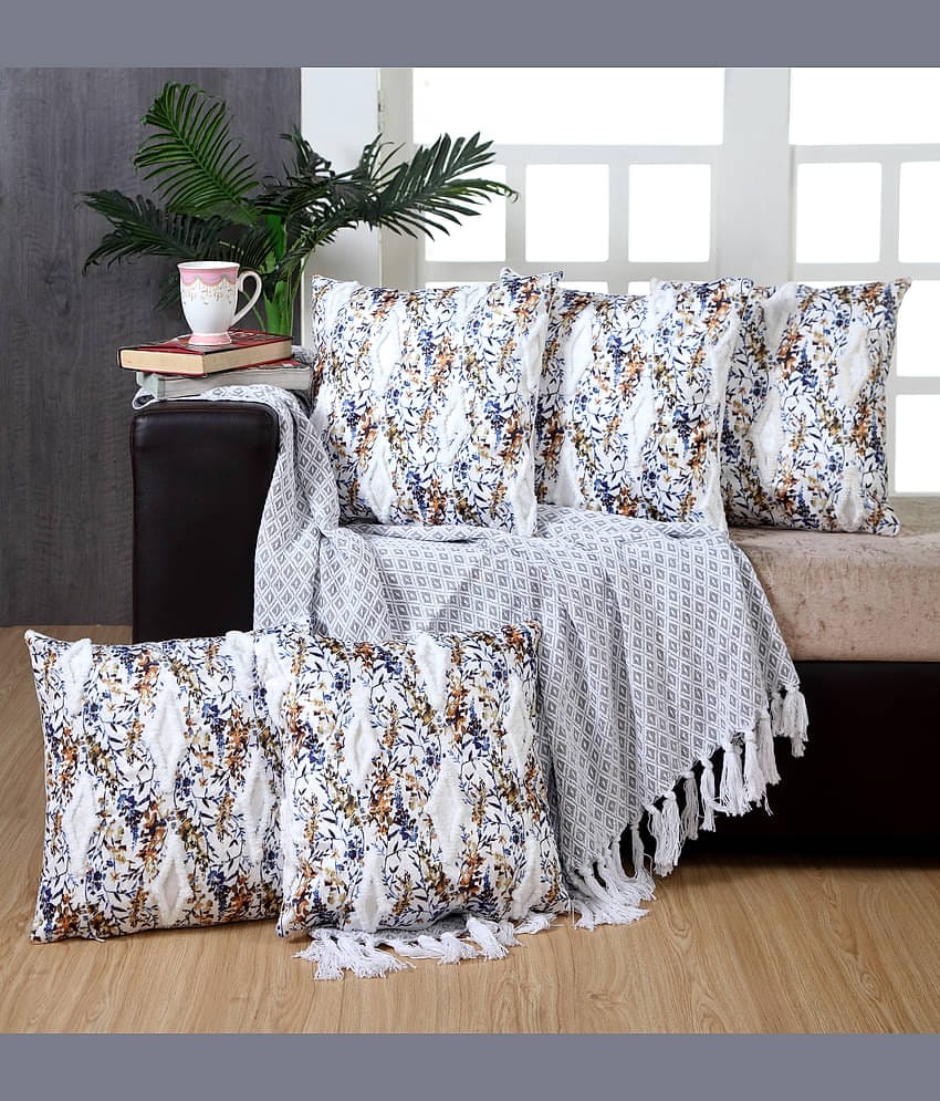 Aazeem Set of 5 Velvet Cushion Covers 40X40 cm (16X16)