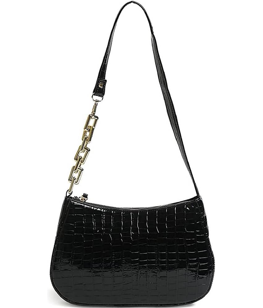 Lychee Bags - Black PU Sling Bag