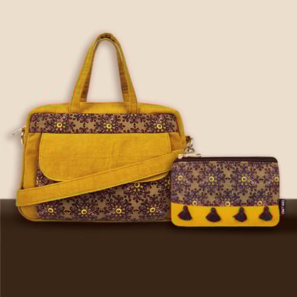 Box Sling Pouch Combo- Mustard Knot