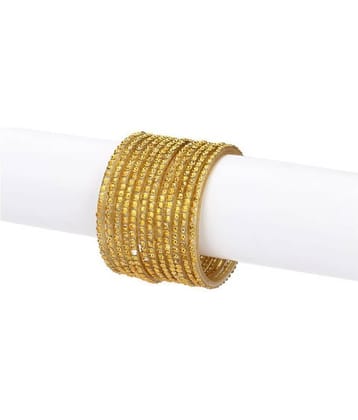 Designer Colorful Collection Yellow 12 Fashion Bangle Set Ornamented With Exclusive Beads-GW1