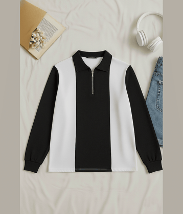 Try This Cotton Blend Polo Collar Men's Sweatshirt - Black ( Pack of 1 )