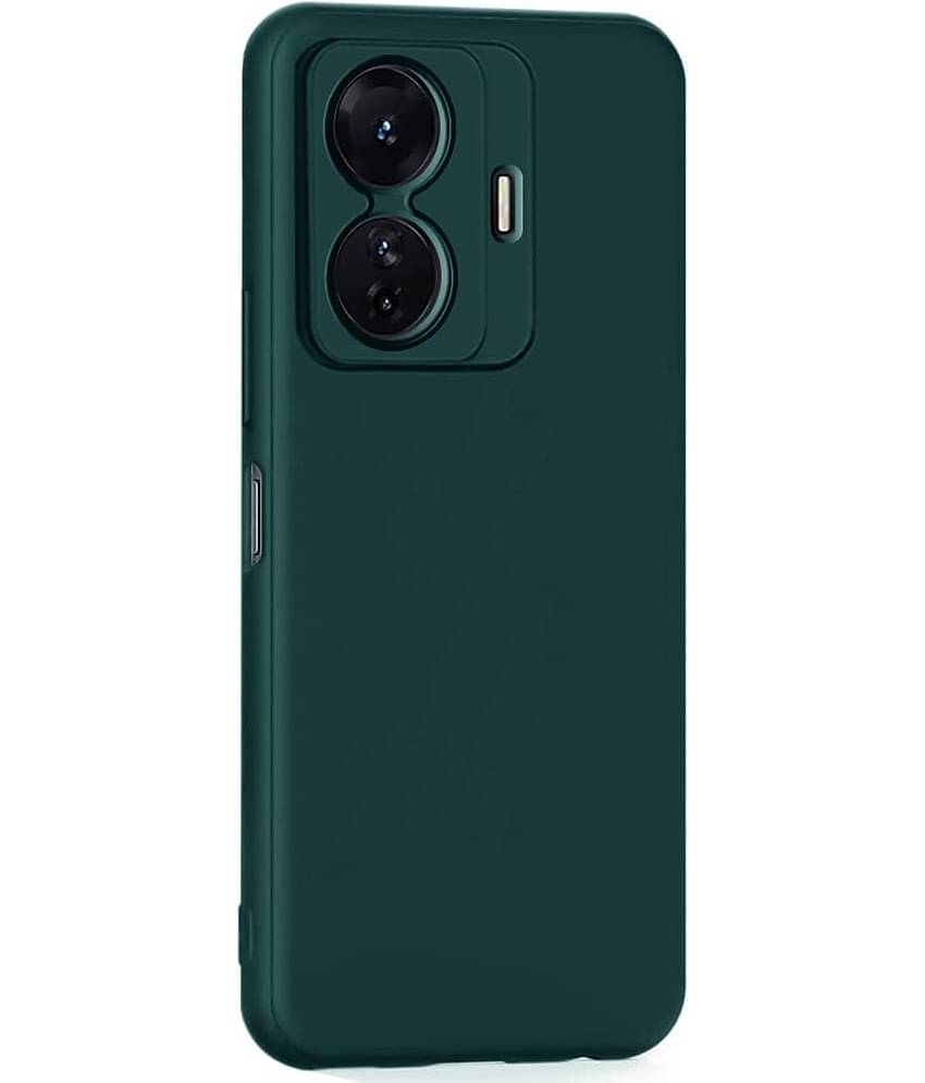 Case Vault Covers - Green Silicon Plain Cases Compatible For Vivo T1 Pro 5G ( Pack of 1 )
