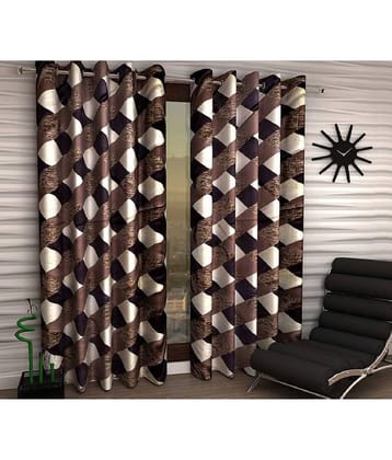 Tanishka Fabs Floral Semi-Transparent Eyelet Curtain 5 ft ( Pack of 2 ) - Brown