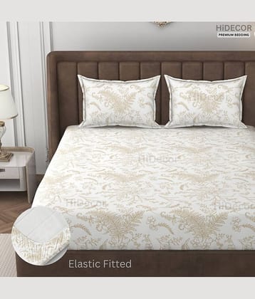HIDECOR Microfibre 1 King Fitted Bedsheet with 2 Pillow Covers ( 198 cm x 182 cm ) , Off White
