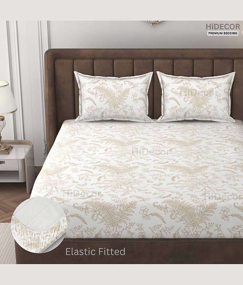 HIDECOR Microfibre 1 King Fitted Bedsheet with 2 Pillow Covers ( 198 cm x 182 cm ) , Off White
