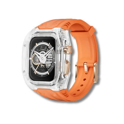 Luxury Transparent Case by iSerieshub Compatible for Apple Watch-44/45MM / Orange