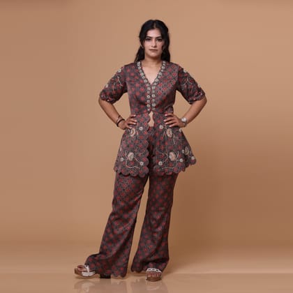 2 Pc Co-ord set with embroidary zardoz work