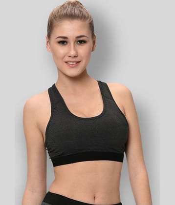 Elina - Grey Poly Spandex Lightly Padded Women's Sports Bra ( )