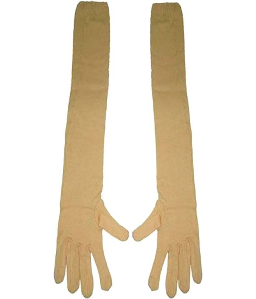 Tahiro Beige Cotton Sun Rays Protecting Full Length Gloves - Pack Of 1