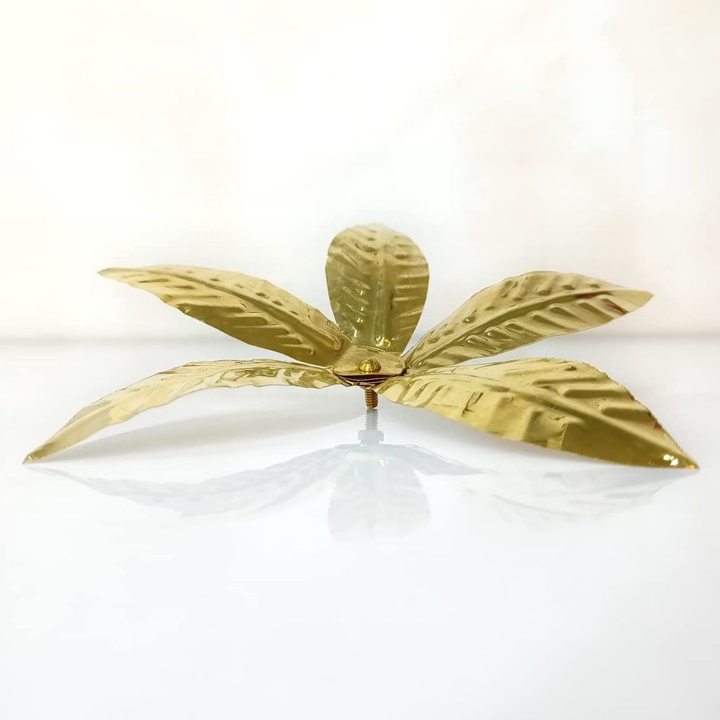 MAYAPURI Pure Brass Amra Pallav for Puja or Original Pital Pooja Aam Patta/Mango Leaves 3.5x3x3.5 inches, For Religious and Worship use, Small Size (Pack of 1) - Pooja Needs | Buy online on ZillyBuy
