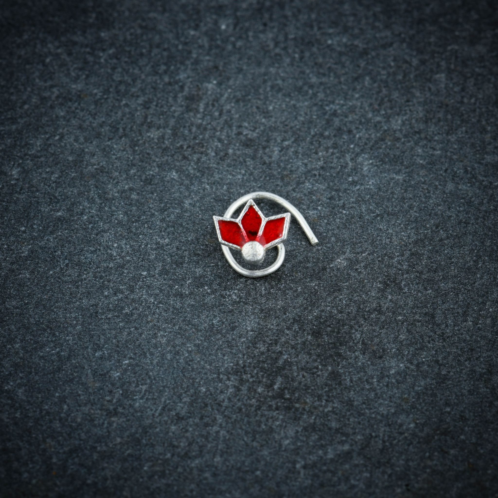 Naazuk Enamel Silver Nose Pin
