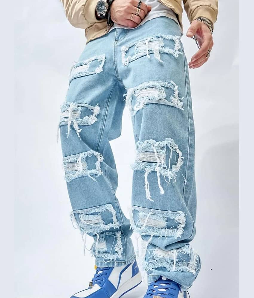 ARBIA FUNKI Relaxed Distressed Men's Jeans - Light Blue ( Pack of 1 )