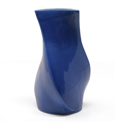 Twisted Ceramic Flower Vase 7 inches-Blue