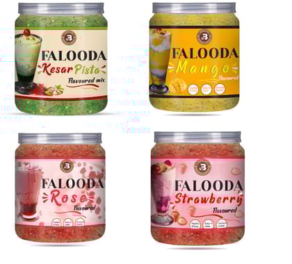 Brew Lab Combo-Instant Falooda Mix | Kesar Pista, Mango, Rose, Strawberry Flavour Each 250 g
