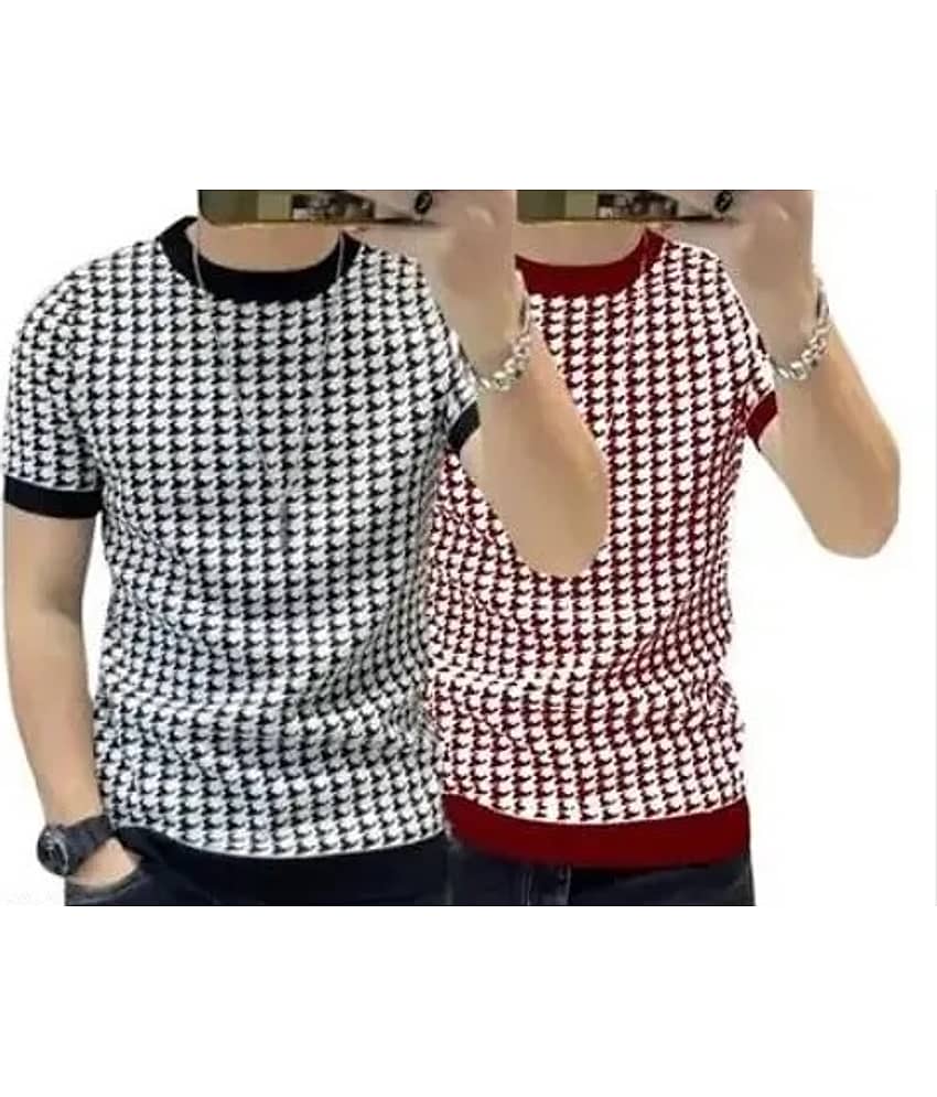Volex Polyester Regular Fit Printed Half Sleeves Men's Round T-Shirt - Multicolor ( Pack of 2 )