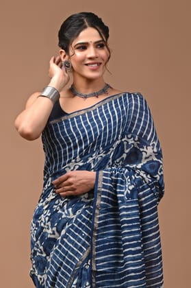 JAIPUR HANDBLOCK PRINT Exclusive collection of handblock printed pure chanderi silk sarees with blouse piece.