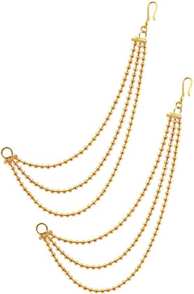 Bahubali Golden Jhumka Ear Chain Hair for Girls for Wedding or Fancy Thread