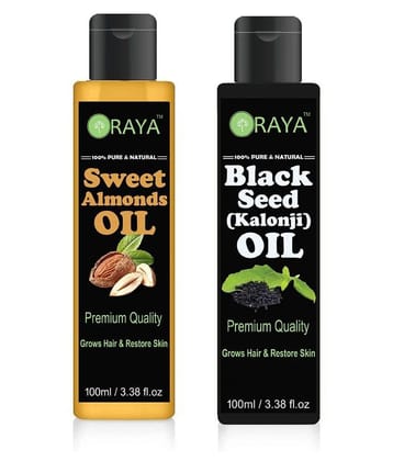 ORAYA 100% Pure & Natural Sweet Almond Oil & Kalonji Hair Oil 200 ml Pack of 2