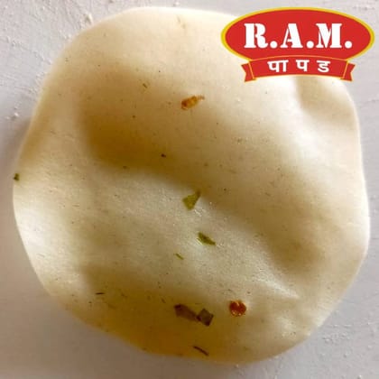 Ram Papad Green Chilli Papad (200g) | Medium Spicy Rice Crackers Blended with Fresh Green Chillies Natural