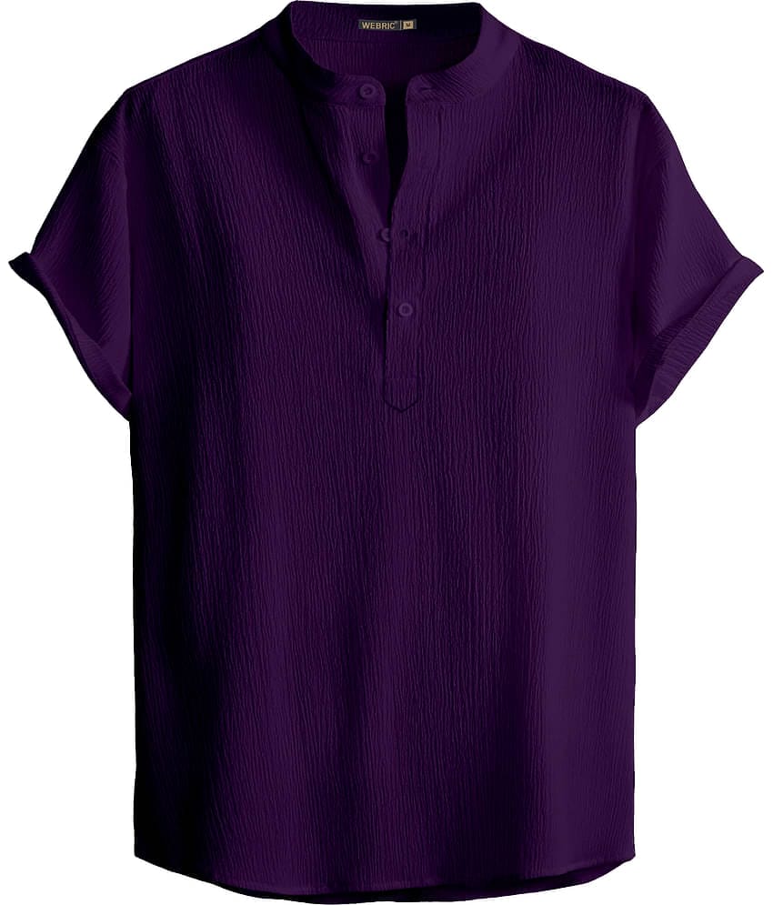 WEBRIC Poly Cotton Regular Fit Self Design Half Sleeves Men's Casual Shirt - Purple ( Pack of 1 )