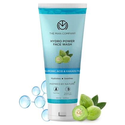 The Man Company Hydro Power Face Wash with Hyaluronic Acid and Kakadu Plum | Soothes and Hydrates Skin| Unclog Pores | Balances Oil | Toxin-free | Suitable For All Skin Types - 100ml
