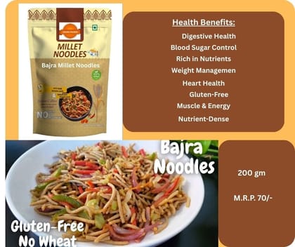 Vishwas Traders Bajra Millet Noodles (200g) | Gluten-Free, No Wheat | Healthy Meal