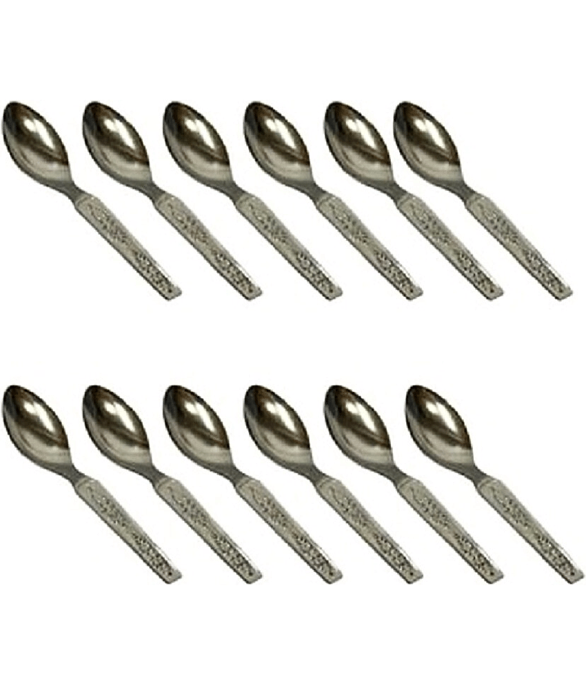 Dynore 12 Small Spoons Stainless Steel Table Spoon Silver ( Pack of 12 )