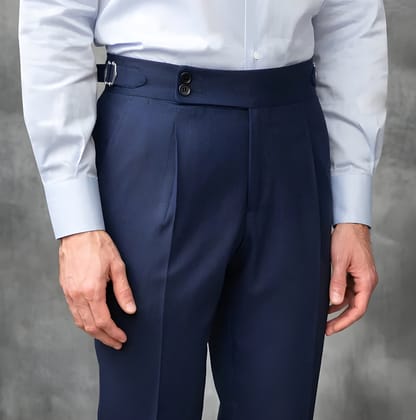 Navy Blue Signature Buttoned Formal Gurkha Pants by ITALIAN VEGA®-28